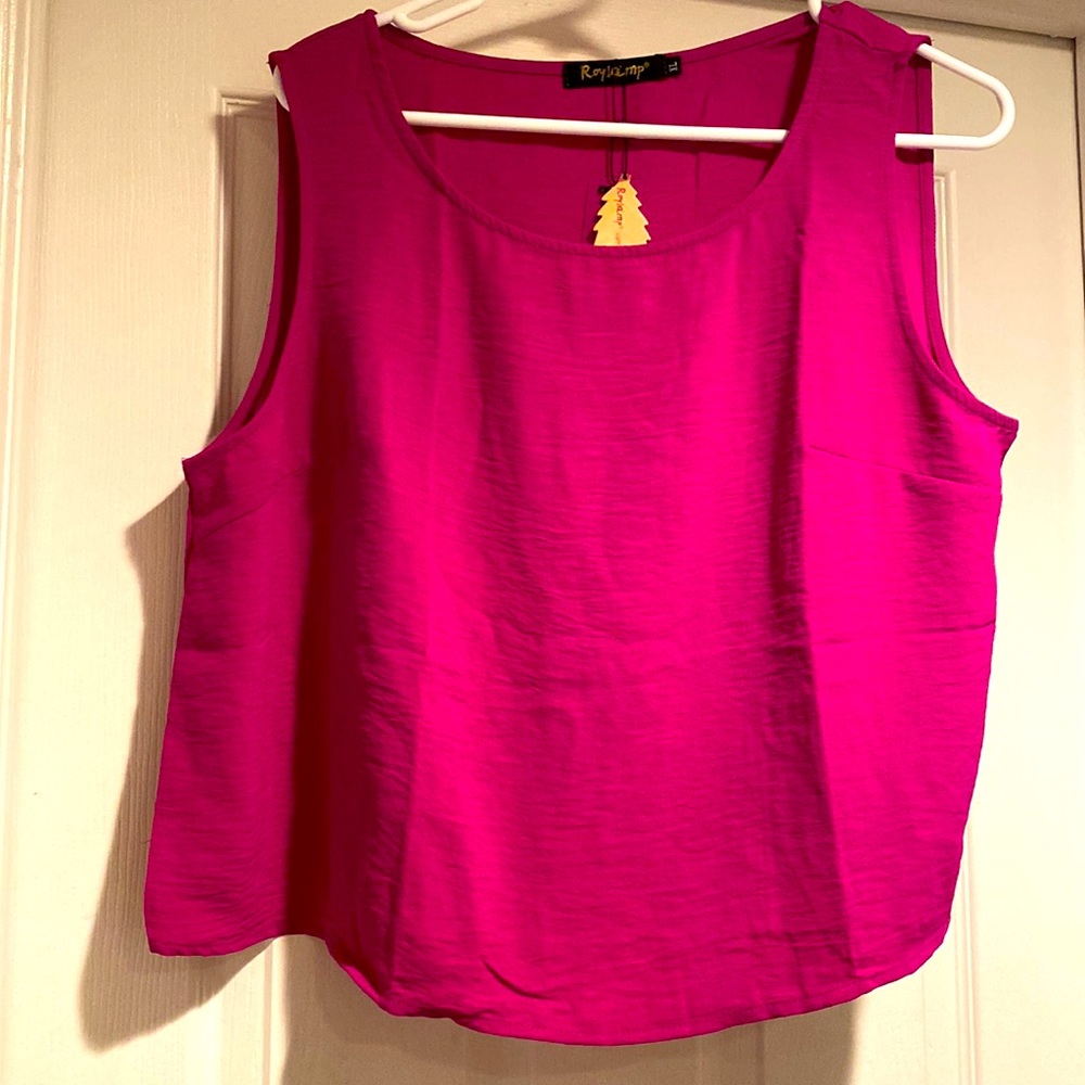 Beautiful Fuschia Cropped Tank Top by Roylamp -size XL